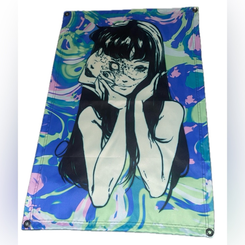 Japanese Horror Tomie Kawakami Art Tapestry NWOT Manga Wall Hanging 20x30 in